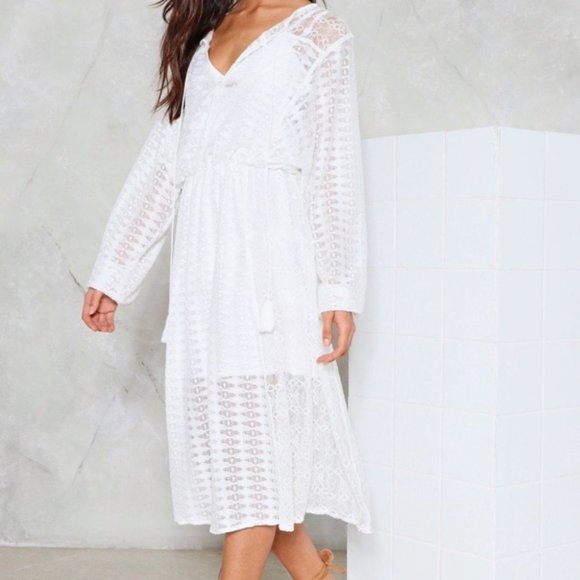 (SOLD)JCL PARIS | White Lace Boho Dress Small - Picture 2 of 9